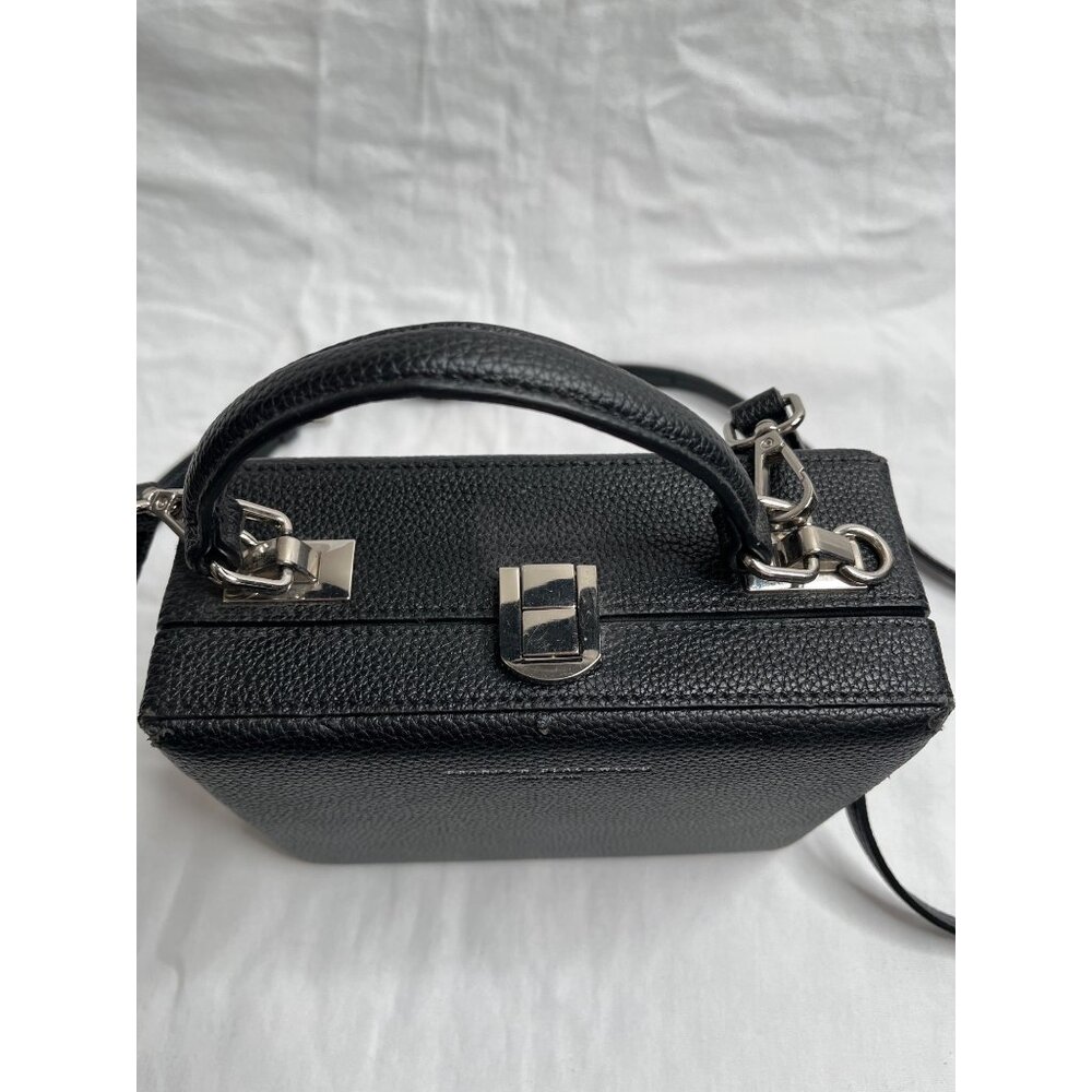 Brandon Blackwood Top Handle Small Trunk Bag Purse Black Pebbled Leather - Picture 5 of 12